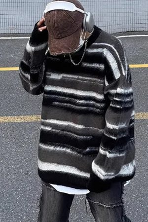 Cute Everyday Outfits, Outfit Inspo Casual 90's Aesthetic Striped Knit Sweater