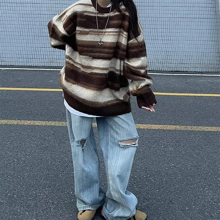 Cute Everyday Outfits, Outfit Inspo Casual 90's Aesthetic Striped Knit Sweater Cute Everyday Outfits, Outfit Inspo Casual 90's Aesthetic Striped Knit Sweater