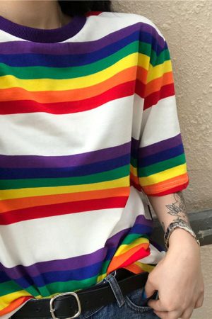 Cute Everyday Outfits, Outfit Inspo Casual 90s Kids Rainbow Tee