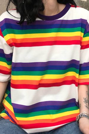 Cute Everyday Outfits, Outfit Inspo Casual 90s Kids Rainbow Tee