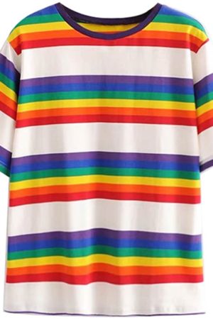 Cute Everyday Outfits, Outfit Inspo Casual 90s Kids Rainbow Tee