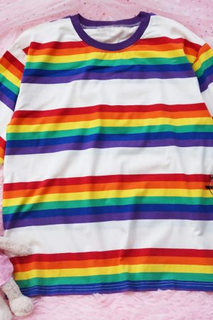 Cute Everyday Outfits, Outfit Inspo Casual 90s Kids Rainbow Tee