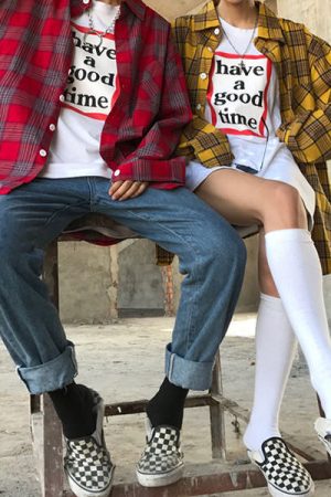 Cute Everyday Outfits, Outfit Inspo Casual 90s Kids Shirt in Plaid Check