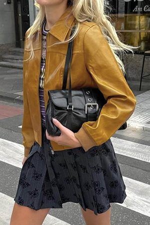 Cute Everyday Outfits, Outfit Inspo Casual 90s Mustard Leather Jacket