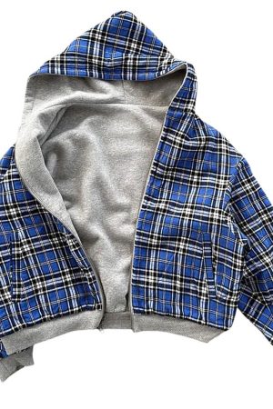Cute Everyday Outfits, Outfit Inspo Casual 90s Plaid Reversible Hooded Jacket
