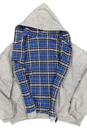 Cute Everyday Outfits, Outfit Inspo Casual 90s Plaid Reversible Hooded Jacket