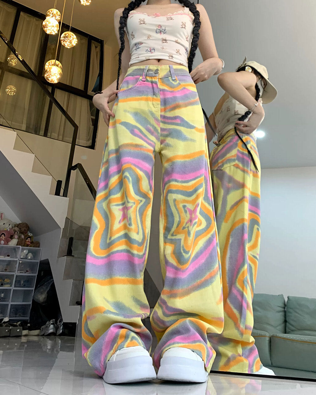 Cute Everyday Outfits, Outfit Inspo Casual 90s Star Print Trousers Cute Everyday Outfits, Outfit Inspo Casual 90s Star Print Trousers
