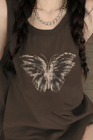 Cute Everyday Outfits, Outfit Inspo Casual Aesthetic Butterfly Print Tee