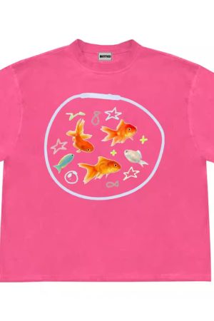 Cute Everyday Outfits, Outfit Inspo Casual Aesthetic Goldfish Graphic T-Shirt