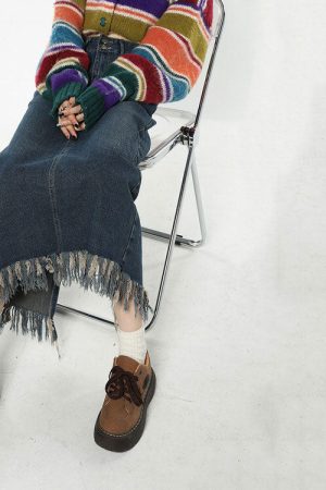 Cute Everyday Outfits, Outfit Inspo Casual Aesthetic Long Denim Fringe Skirt