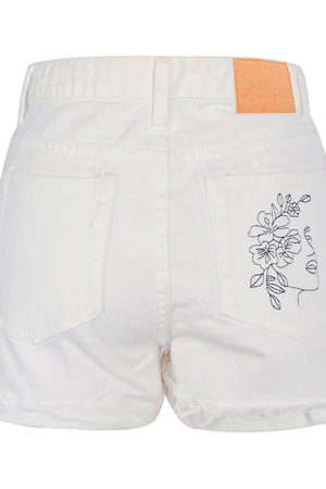 Cute Everyday Outfits, Outfit Inspo Casual Aesthetic Outlines Embroidery Shorts