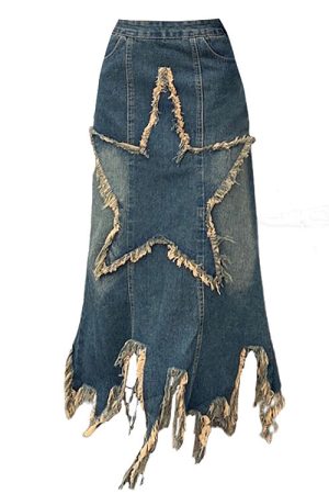 Cute Everyday Outfits, Outfit Inspo Casual Aesthetic Star Long Denim Skirt