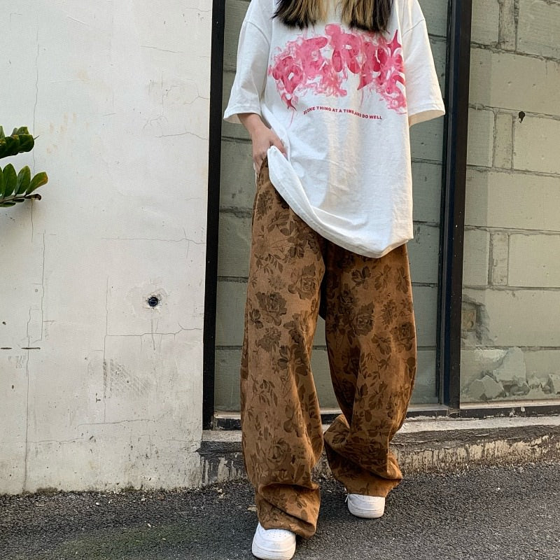 Cute Everyday Outfits, Outfit Inspo Casual Aesthetic Wide Floral Cord Pants Cute Everyday Outfits, Outfit Inspo Casual Aesthetic Wide Floral Cord Pants