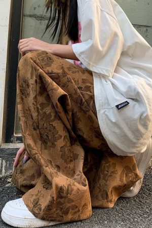 Cute Everyday Outfits, Outfit Inspo Casual Aesthetic Wide Floral Cord Pants