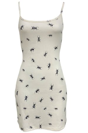 Cute Everyday Outfits, Outfit Inspo Casual All Over Ant Print Ribbed Slip Dress