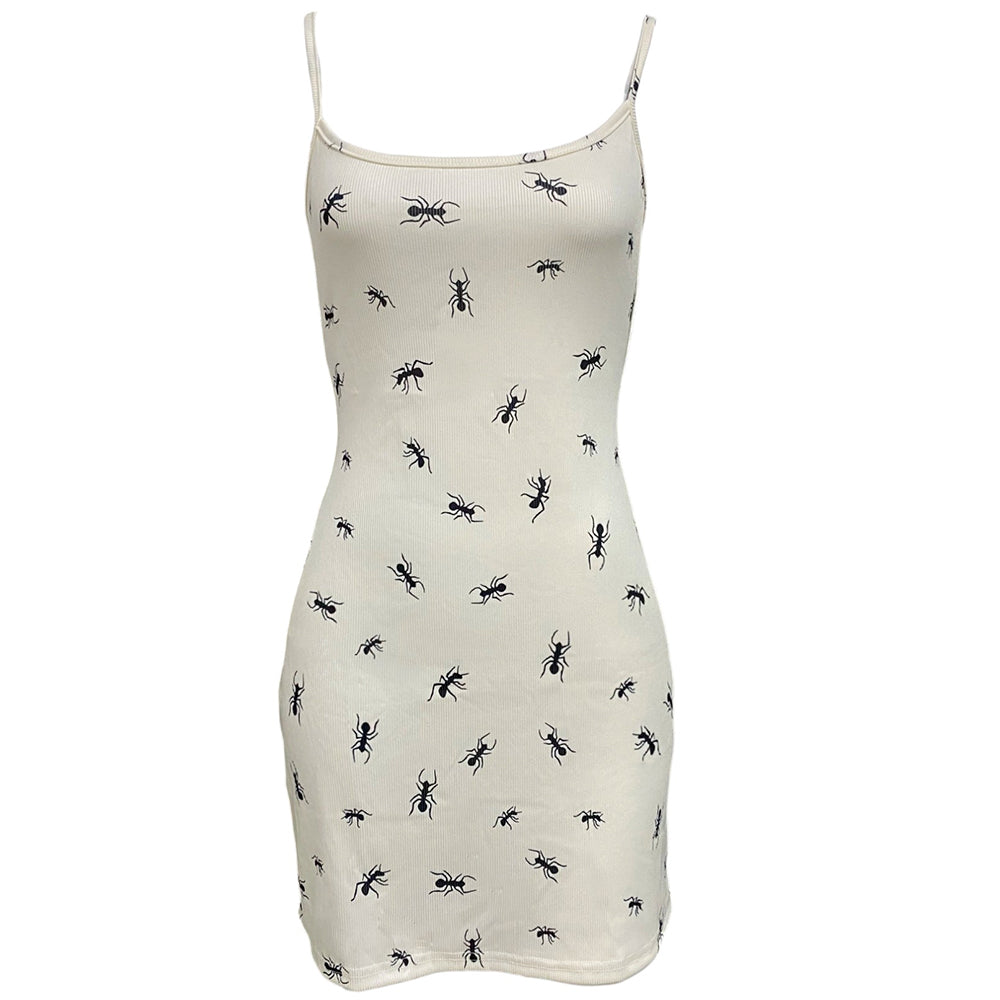 Cute Everyday Outfits, Outfit Inspo Casual All Over Ant Print Ribbed Slip Dress