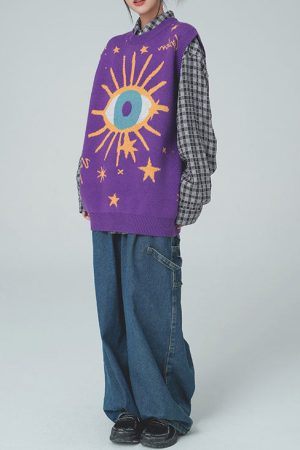 Cute Everyday Outfits, Outfit Inspo Casual All-Seeing Eye & Stars Aesthetic Vest