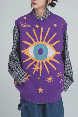 Cute Everyday Outfits, Outfit Inspo Casual All-Seeing Eye & Stars Aesthetic Vest