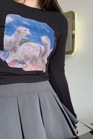 Cute Everyday Outfits, Outfit Inspo Casual Alpaca Ribbed Long Sleeve Top