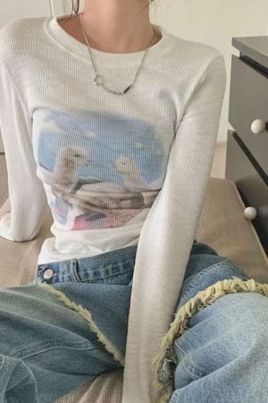 Cute Everyday Outfits, Outfit Inspo Casual Alpaca Ribbed Long Sleeve Top