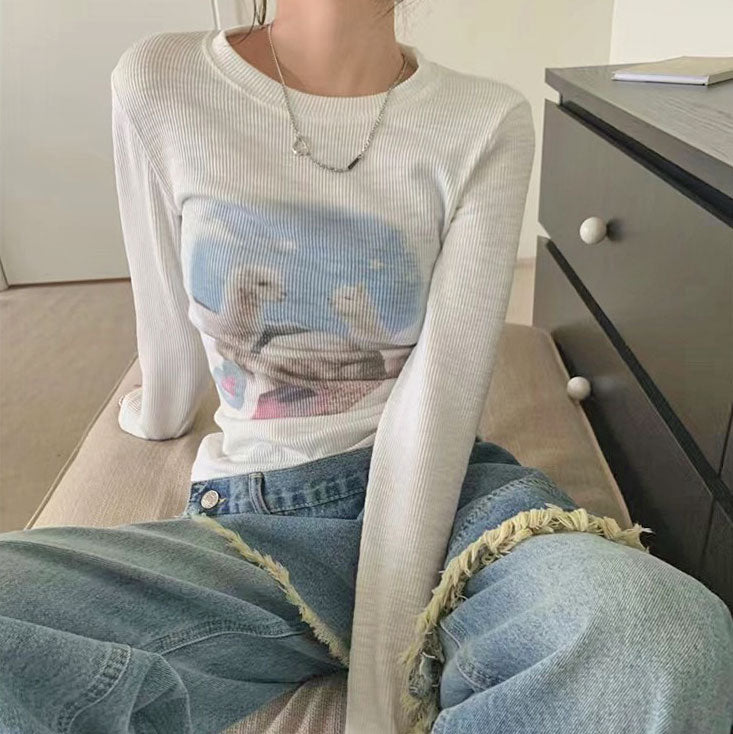 Cute Everyday Outfits, Outfit Inspo Casual Alpaca Ribbed Long Sleeve Top