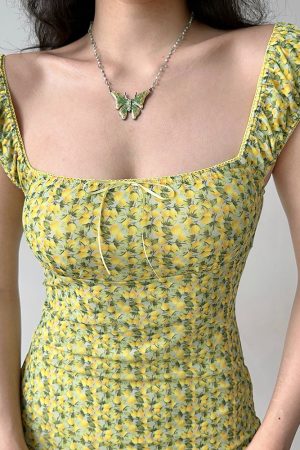 Cute Everyday Outfits, Outfit Inspo Casual Amalfi Lemon Ruched Mini Dress