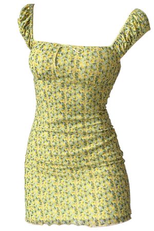 Cute Everyday Outfits, Outfit Inspo Casual Amalfi Lemon Ruched Mini Dress