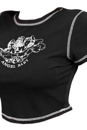 Cute Everyday Outfits, Outfit Inspo Casual Angel Baby Crop Top