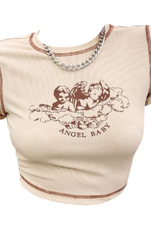 Cute Everyday Outfits, Outfit Inspo Casual Angel Baby Crop Top