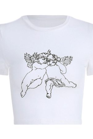 Cute Everyday Outfits, Outfit Inspo Casual Angel Crop Tee