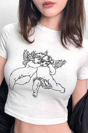 Cute Everyday Outfits, Outfit Inspo Casual Angel Crop Tee