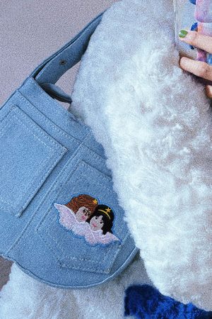 Cute Everyday Outfits, Outfit Inspo Casual Angel Embroidery Baguette Bag