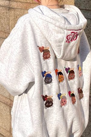 Cute Everyday Outfits, Outfit Inspo Casual Angel Emoji Embroidery Hoodie