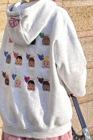 Cute Everyday Outfits, Outfit Inspo Casual Angel Emoji Embroidery Hoodie