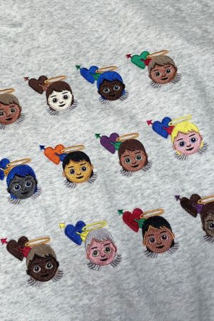 Cute Everyday Outfits, Outfit Inspo Casual Angel Emoji Embroidery Hoodie