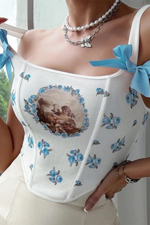 Cute Everyday Outfits, Outfit Inspo Casual Angelcore Bow Straps Corset