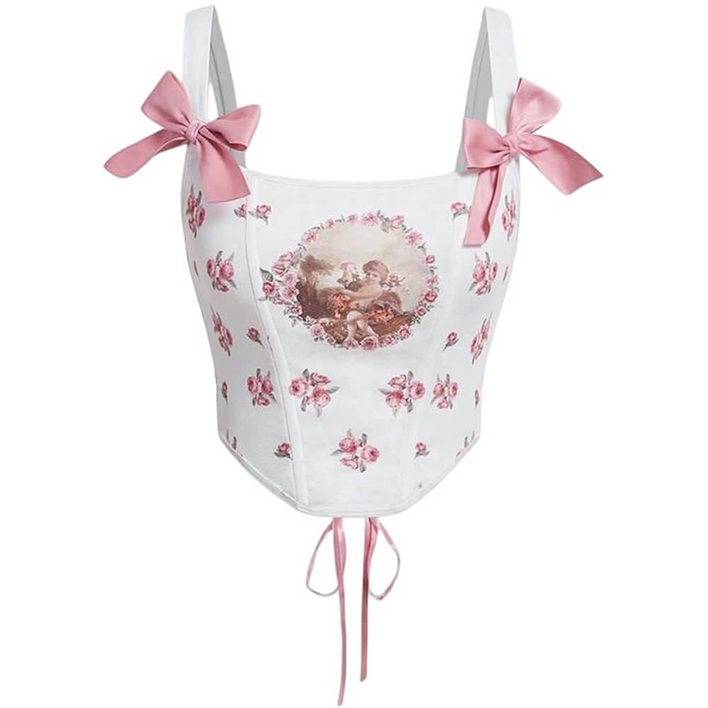 Cute Everyday Outfits, Outfit Inspo Casual Angelcore Bow Straps Corset