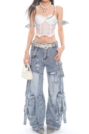 Cute Everyday Outfits, Outfit Inspo Casual Angelcore Sheer Lace Corset Top