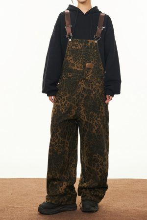 Cute Everyday Outfits, Outfit Inspo Casual Animal Instincts Leopard Print Denim Overalls