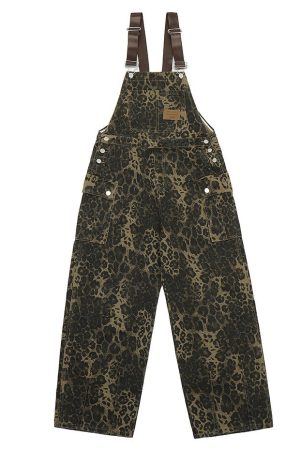 Cute Everyday Outfits, Outfit Inspo Casual Animal Instincts Leopard Print Denim Overalls