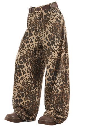 Cute Everyday Outfits, Outfit Inspo Casual Animal Instincts Leopard Print Wide-Leg Pants
