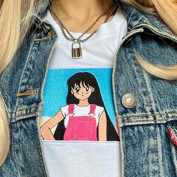 Cute Everyday Outfits, Outfit Inspo Casual Anime Embroidered T-Shirt