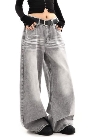 Cute Everyday Outfits, Outfit Inspo Casual Ash Grey Faded Wide Leg Jeans