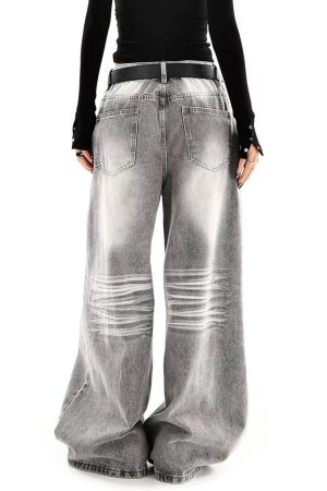 Cute Everyday Outfits, Outfit Inspo Casual Ash Grey Faded Wide Leg Jeans