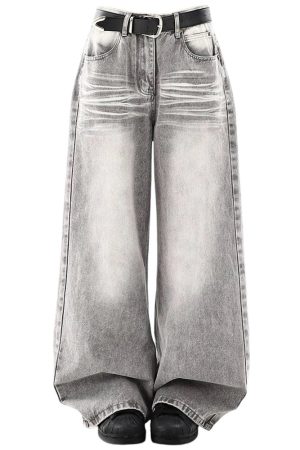 Cute Everyday Outfits, Outfit Inspo Casual Ash Grey Faded Wide Leg Jeans