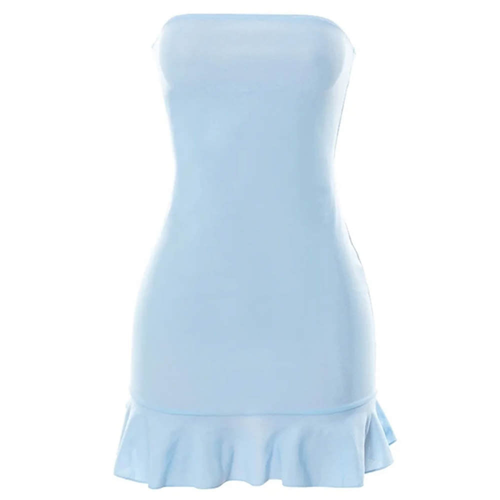 Cute Everyday Outfits, Outfit Inspo Casual Baby Blue Off Shoulder Mini Dress