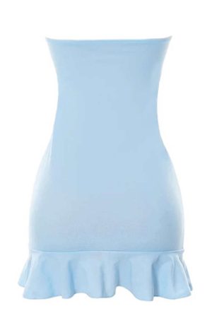 Cute Everyday Outfits, Outfit Inspo Casual Baby Blue Off Shoulder Mini Dress