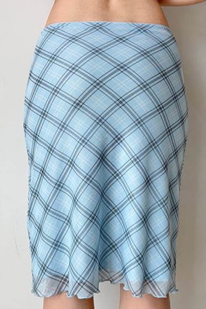 Cute Everyday Outfits, Outfit Inspo Casual Baby Blue Plaid Midi Skirt