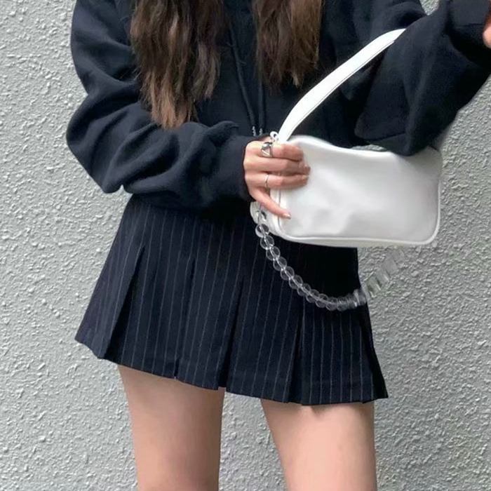 Cute Everyday Outfits, Outfit Inspo Casual Baby Lies Striped Pleated Skirt