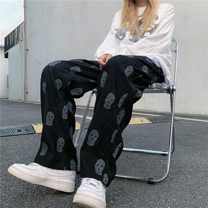 Cute Everyday Outfits, Outfit Inspo Casual Balaclava Print Wide Leg Pants